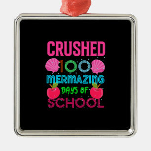Ornement Carré Argenté Crusé 100 Jours Mermazing De L'École