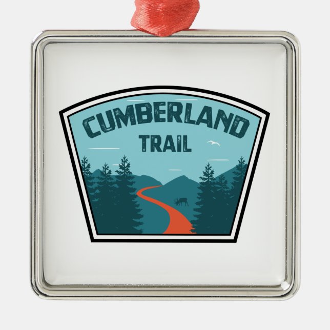 Ornement Carré Argenté Cumberland Trail Tennessee (Devant)