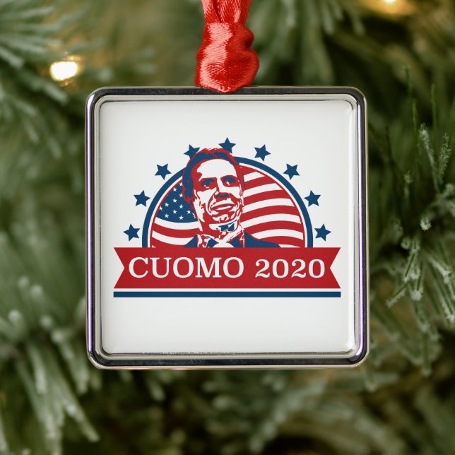Ornement Carré Argenté Cuomo 2020 | Vote pour le président (Arbre)