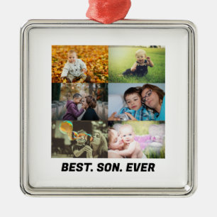Ornement Carré Argenté Custom Best Son Ever 6 photo collage