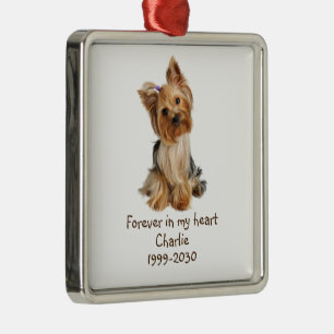 Ornement Carré Argenté Custom Photo Memorial Keepsake Pet Dog  