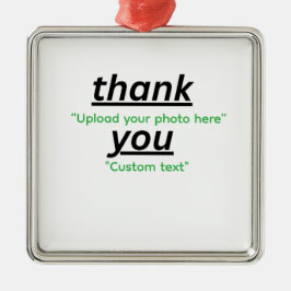 Ornement Carré Argenté Custom Text & Upload Your Photo Personalized