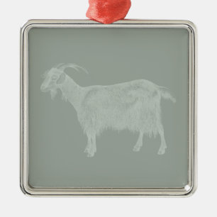 Ornement Carré Argenté Cute Goat Illustrated Art CUSTOM COLOR
