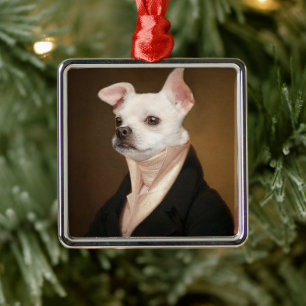 Ornement Carré Argenté Cutest Baby Animals   Royal Chihuahua Portrait