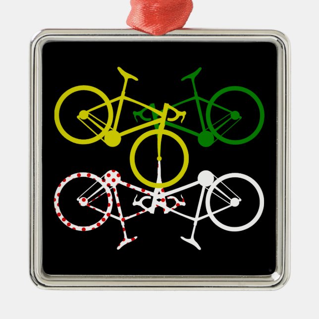 Ornement Carré Argenté Cyclisme Jaune Vert Blanc Polka-Dot Jerseys (Devant)