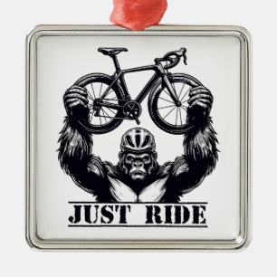 Ornement Carré Argenté Cyclisme Juste Ride Gorilla