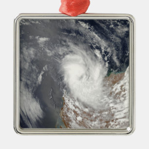 Ornement Carré Argenté Cyclone Dominique outre du rivage d'Austra
