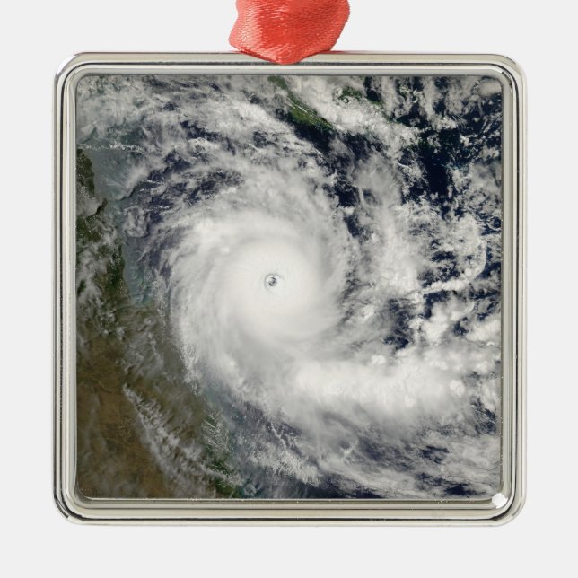 Ornement Carré Argenté Cyclone Ingrid (Devant)