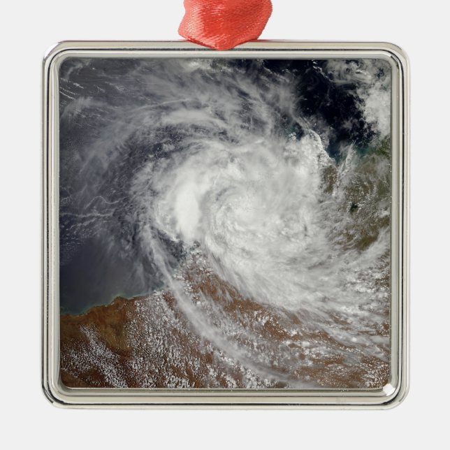 Ornement Carré Argenté Cyclone tropical Billy sur l'Australie (Devant)