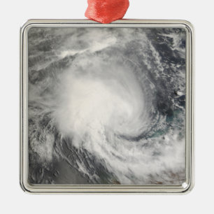 Ornement Carré Argenté Cyclone tropical Nicholas approchant l'Australie
