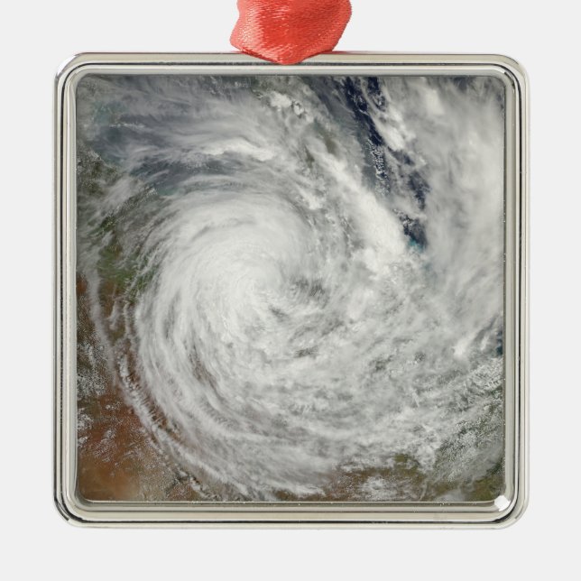 Ornement Carré Argenté Cyclone tropical Yasi sur l'Australie 2 (Devant)