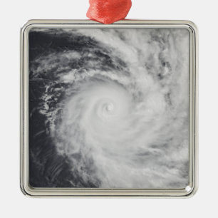 Ornement Carré Argenté Cyclone Zoe dans l'océan de South Pacific