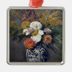 Ornement Carré Argenté Dahlias de Paul Cezanne  , c.1873