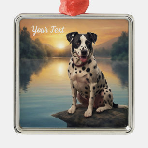 Ornement Carré Argenté Dalmatien par lac