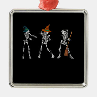 Ornement Carré Argenté Danse cadeau |Halloween Danse Macabre Sorcière Squ
