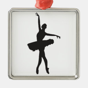 ORNEMENT CARRÉ ARGENTÉ DANSER BALLERINA CHRISTMAS ORNAMENT