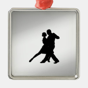 Ornement Carré Argenté Danseurs de tango Silhouette