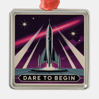 Ornement Carré Argenté Dare To Begin