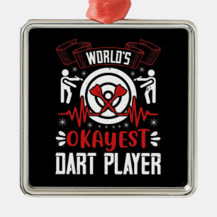 Ornement Carré Argenté Darts - Joueur de fléchettes le plus Okayest du m