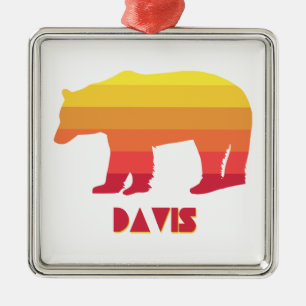 Ornement Carré Argenté Davis West Virginia Rainbow Bear