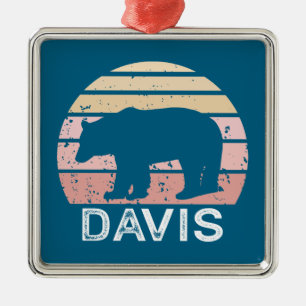 Ornement Carré Argenté Davis West Virginia Retro Bear