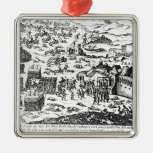 Ornement Carré Argenté Défenestration de Prague, 1618