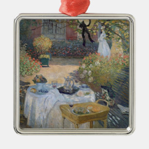 Ornement Carré Argenté Déjeuner de Claude Monet   : Le jardin Argenteuil