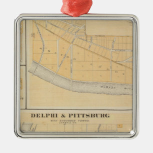 Ornement Carré Argenté Delphes et Pittsburg avec les villes suburbaines