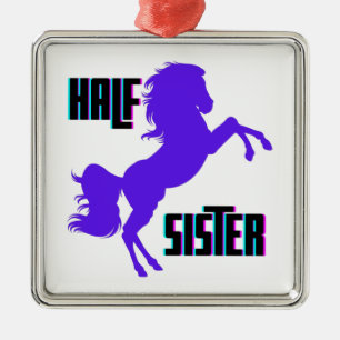 Ornement Carré Argenté Demi-Soeur Pony Violet frère