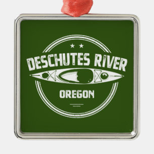 Ornement Carré Argenté Deschutes River, Oregon