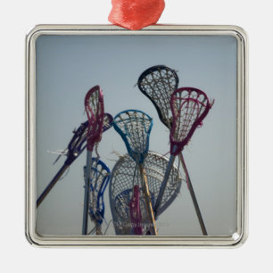 Ornement Carré Argenté Détails de jeu de lacrosse