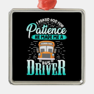Ornement Carré Argenté Dieu M'A Fait Conduire Un Bus