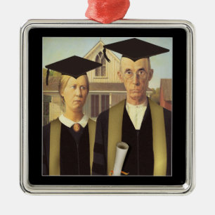 Ornement Carré Argenté Diplômé américain