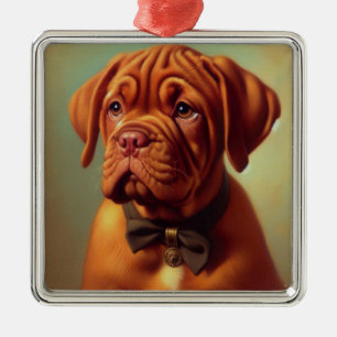 Ornement Carré Argenté Dogue vintage de Bordeaux Peinture