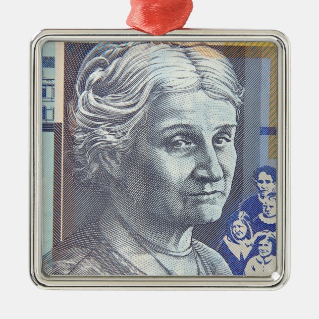 Ornement Carré Argenté dollars australiens (Devant)