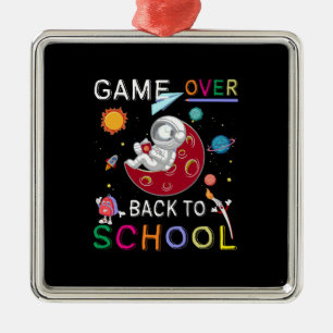 Ornement Carré Argenté Don de l'enseignant Jeu De Retour À L'École