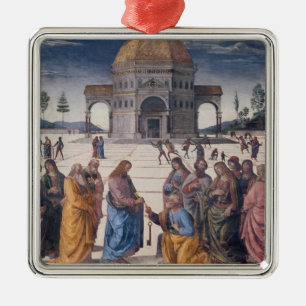 Ornement Carré Argenté Donner des clés à St Peter