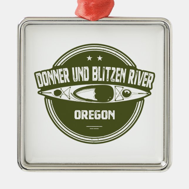 Ornement Carré Argenté Donner und Blitzen River Oregon Kayaking (Devant)
