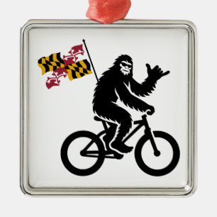 Ornement Carré Argenté Drapeau Bigfoot Cycling Maryland