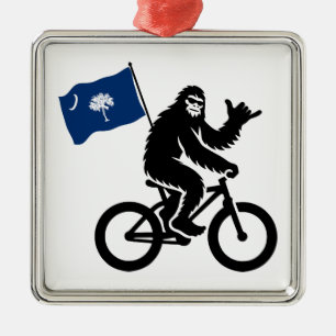 Ornement Carré Argenté Drapeau Bigfoot Cyclisme Caroline du Sud