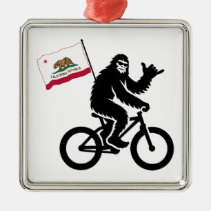 Ornement Carré Argenté Drapeau californien de Bigfoot Cycling