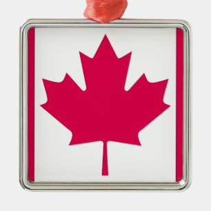 Ornement Carré Argenté Drapeau canadien