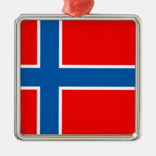 Ornement Carré Argenté Drapeau de la Norvège