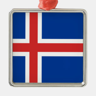 Ornement Carré Argenté Drapeau de l'Islande