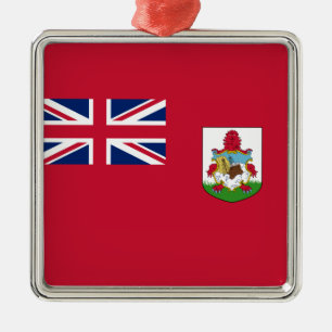 Ornement Carré Argenté Drapeau des Bermudes (Bermudes) (Îles des Caraïbes