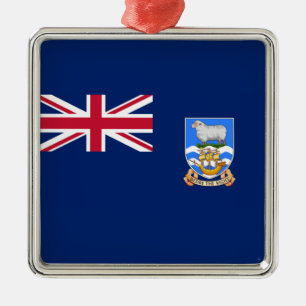 Ornement Carré Argenté Drapeau des îles Falkland (Territoire britannique)