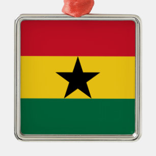 Ornement Carré Argenté Drapeau du Ghana