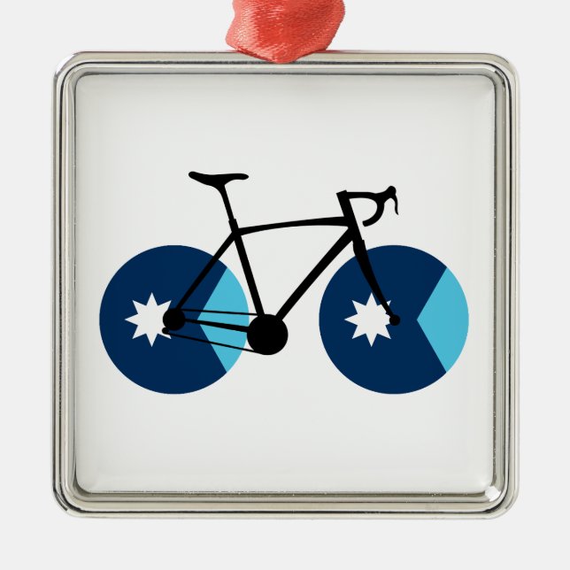 Ornement Carré Argenté Drapeau du Minnesota à vélo (Devant)