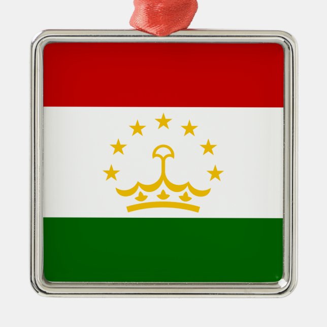 Ornement Carré Argenté Drapeau du Tadjikistan (Tadjikistan) (République d (Devant)
