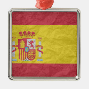 Ornement Carré Argenté Drapeau espagnol
